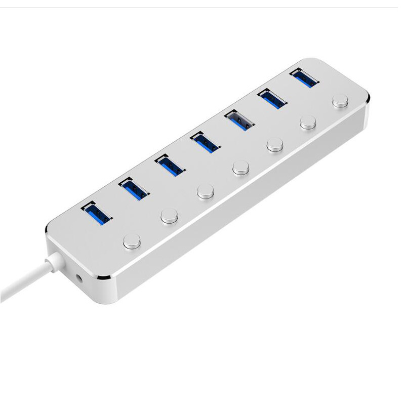 7-Port Compact USB 3.0 Hub with Individual On/Off Port Switches - SuperSpeed 5Gbps USB 3.1 Gen 1